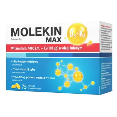 Molekin D3+K2 MAX w oleju lnianym x 75 kapsułek