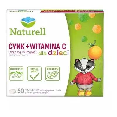 Cynk + Witamina C dla dzieci x 60 tabletek do rozgryzania i żucia