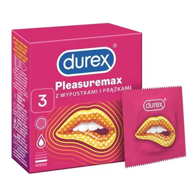 Durex Pleasuremax prezerwatywy prążkowane ze środkiem nawilżającym x 3 sztuki