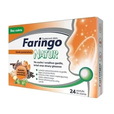 FaringoNatur smak pomarańczowy x 24 pastylki do ssania