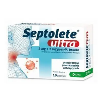 Septolete Ultra 3mg+1mg x 16 pastylek do ssania