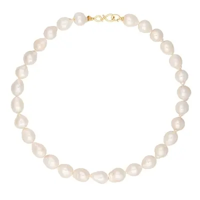 NELLIE Naszyjnik duże perły barokowe białe 12 mm owalne srebrne zapięcie