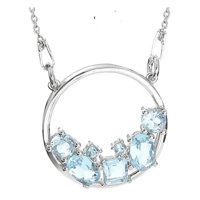 TARA Srebrny naszyjnik wisiorek blue topaz celebrytka 2,1 ct.