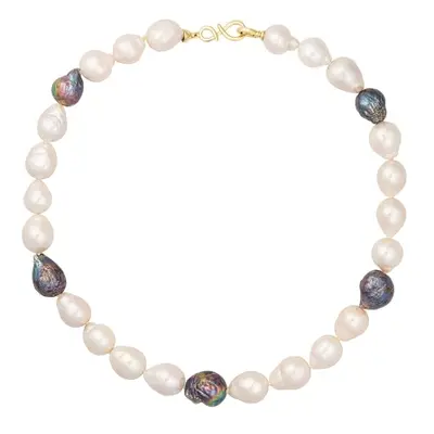 NELLIE DOT Naszyjnik duże perły barokowe białe czarne owalne zapięcie srebro 02