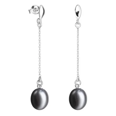 ALICE Nero L wiszące srebrne kolczyki naturalne perły