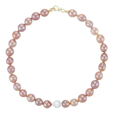NELLIE ROSE DOT Naszyjnik duże perły barokowe różowe 12 mm owalne srebrne zapięcie 01