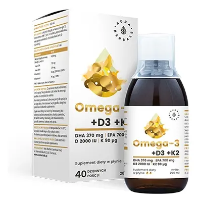 Omega-3 370 DHA + D3 2000IU + K2, płyn 200 ml