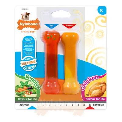 Zestaw 2 zabawek dla psów Nylabone Puppy Extreme Chew - Chicken and Moderate Chew Veggies Flavou