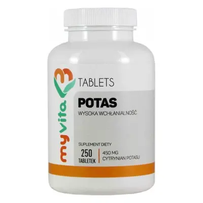 Potas cytrynian potasu 450mg 250 tabletek - MyVita