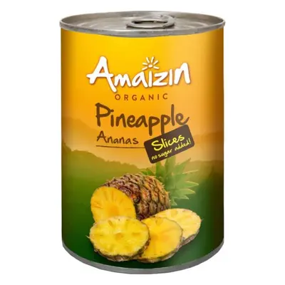 ANANAS PLASTRY W SOKU WŁASNYM (PUSZKA) BIO 400 g - AMAIZIN