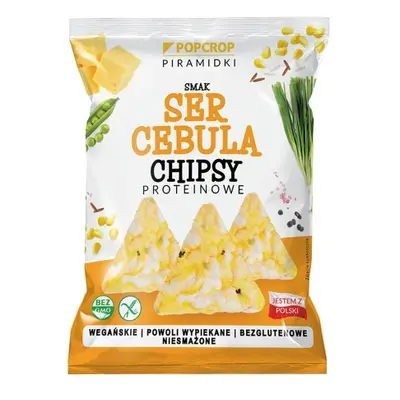 CHRUPKI PIRAMIDKI PROTEINOWE O SMAKU SERA I CEBULI BEZGLUTENOWE 60 g - POPCROP