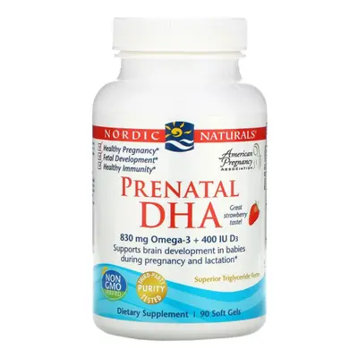 Nordic Naturals Prenatal DHA z witaminą D3 Omega 3 dla kobiet w ciąży 90 miękkich kapsułek o sma