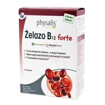 ŻELAZO + WITAMINA B12 FORTE 45 TABLETEK - PHYSALIS