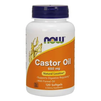 Castor Oil Olej Rycynowy 650 mg 120 kapsułek NOW FOODS