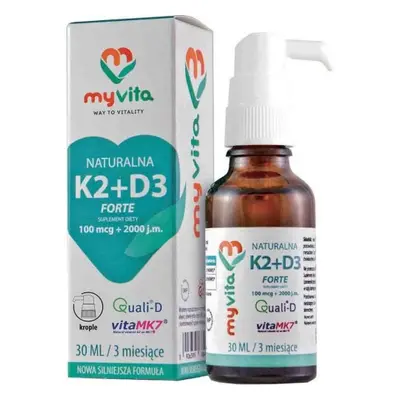 Naturalna witamina K2 K-2 100mcg + D3 D-3 2000IU 30 ml MyVita