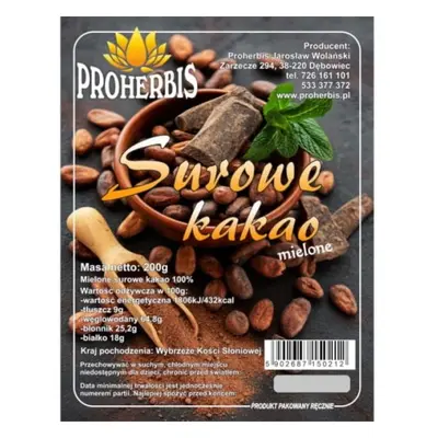 Proherbis Surowe kakao mielone 200 g