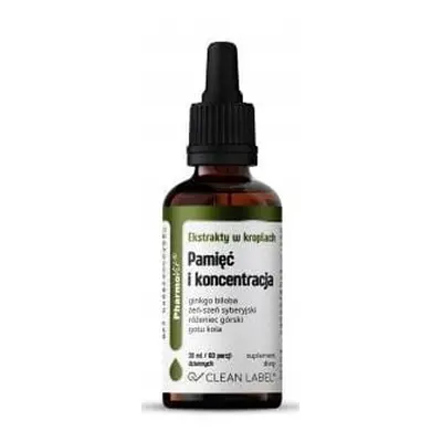EKSTRAKTY W KROPLACH NA PAMIĘĆ I KONCENTRACJĘ BEZGLUTENOWE 30 ml - PHARMOVIT (CLEAN LABEL)