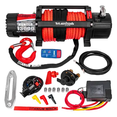 Wyciągarka elektryczna 12v 13000 lbs hunter z liną syntetyczną TITANIUM WINCH