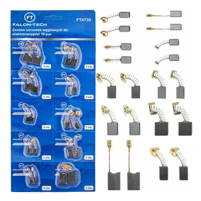 Szczotki węglowe do elektronarzędzi wiertarki uniwersalne zestaw 10 par FALON-TECH