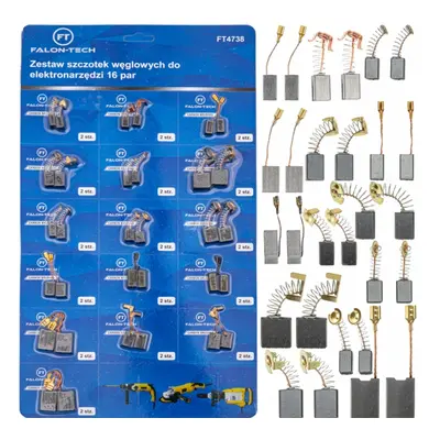 Szczotki węglowe do elektronarzędzi wiertarki uniwersalne zestaw 16 par FALON-TECH