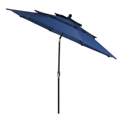 Parasol ogrodowy z systemem wentylacji 305 x 244 cm granatowy