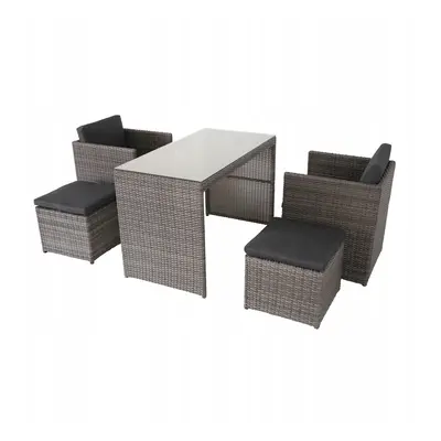 Komplet mebli ogrodowych Bergen 2x fotel + 2 pufy + stół Meven