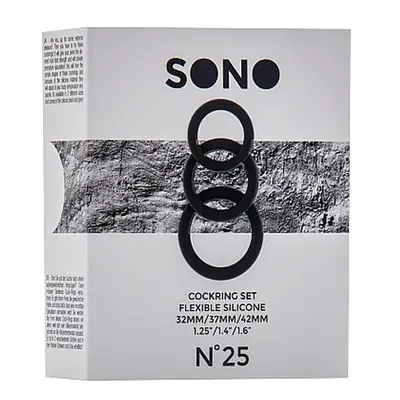 Sono No.25 Cockring Set Black - Zestaw elastycznych pierścieni erekcyjnych ⚫ DARMOWA DOSTAWA od 