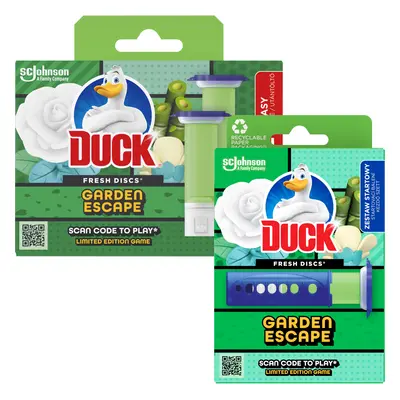 Odświeżające żelowe krążki do toalet Duck Fresh Discs Garden Escape Zestaw startowy + Zapas