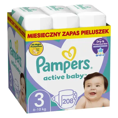 Pampers Active Baby Miesięczne opakowanie pieluszek dziecięcych rozm, 3 (208 szt)