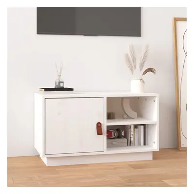 vidaXL Szafka pod telewizor, biała, 70x34x40 cm, lite drewno sosnowe