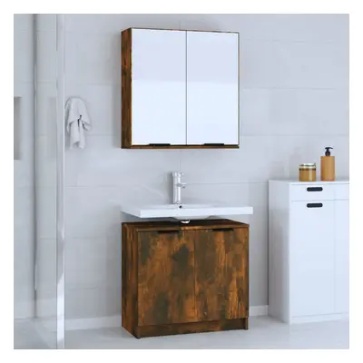 vidaXL 2-częściowy zestaw szafek łazienkowych, przydymiony dąb