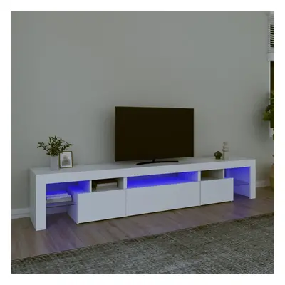 vidaXL Szafka pod TV z oświetleniem LED, biała, 215x36,5x40 cm