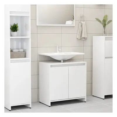 vidaXL Szafka łazienkowa, biała z połyskiem, 60x33x61 cm