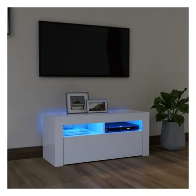 vidaXL Szafka pod TV z oświetleniem LED, biała, 90x35x40 cm