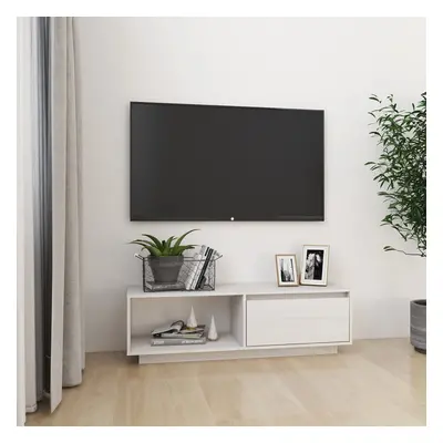 vidaXL Szafka pod telewizor, biała 110x30x33,5 cm, lite drewno sosnowe