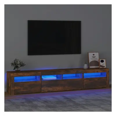 vidaXL Szafka pod TV z oświetleniem LED, przydymiony dąb, 210x35x40 cm