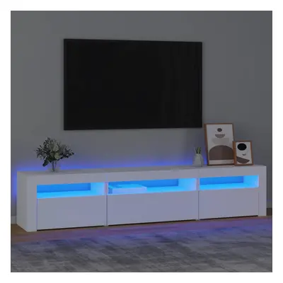 vidaXL Szafka pod TV z oświetleniem LED, biała, 195x35x40 cm