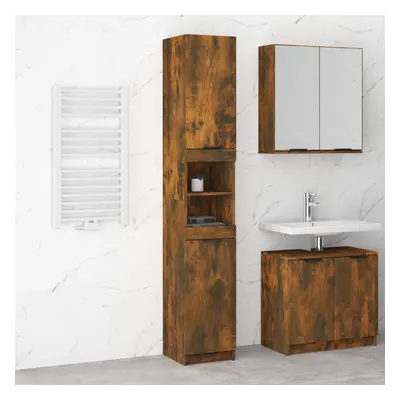vidaXL Szafka łazienkowa, przydymiony dąb, 32x34x188,5 cm