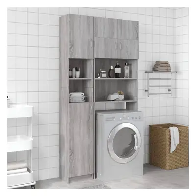 vidaXL Szafka łazienkowa, szary dąb sonoma, 32x25,5x190 cm