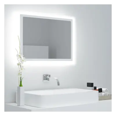 vidaXL Lustro łazienkowe z LED, białe, 60x8,5x37 cm, akryl