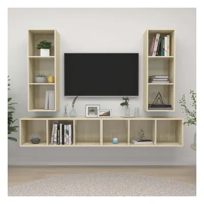 vidaXL Wiszące szafki TV, 4 szt., dąb sonoma, płyta wiórowa