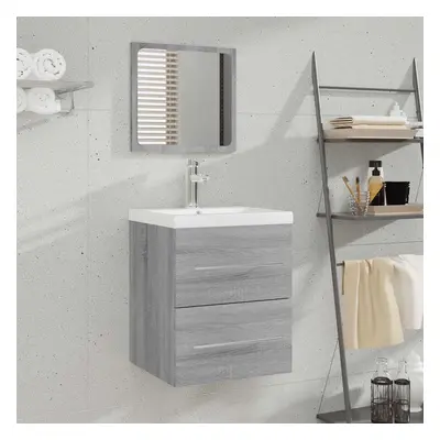 vidaXL Szafka łazienkowa z lustrem, szary dąb sonoma, 41x38,5x48 cm