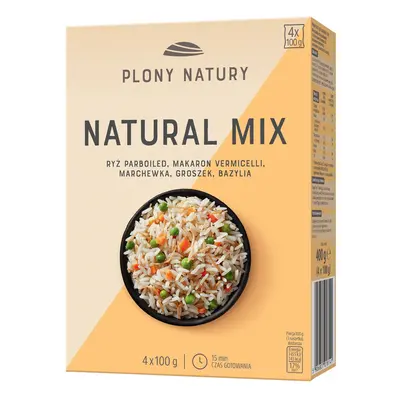 Plony Natury Natural Mix Ryż parboiled, makaron vermicelli, marchewka, groszek, bazylia 4x100 g