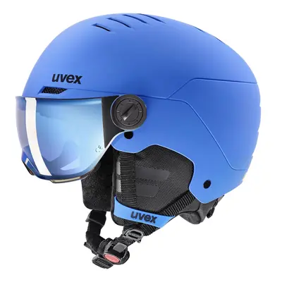 Uvex Rocket JR Visor, kask narciarski z wizjerem, juniorski, niebieski