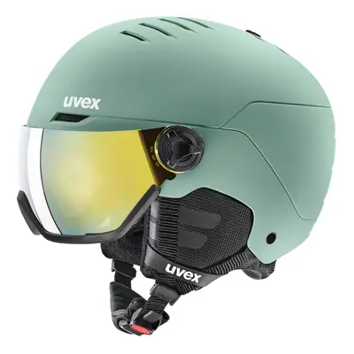 Uvex Wanted Visor, kask narciarski z przyłbicą, jasnozielony