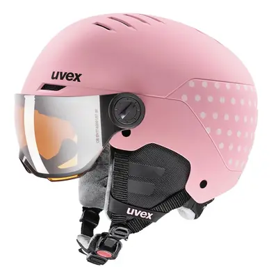 Uvex Rocket JR Visor, kask narciarski z wizjerem, juniorski, różowy