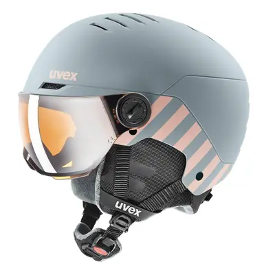 Uvex Rocket JR Visor, kask narciarski z wizjerem, juniorski, jasnozielony/różowy