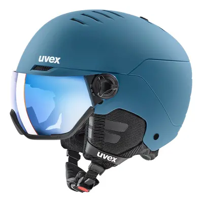 Uvex Wanted Visor, kask narciarski z przyłbicą, niebieski