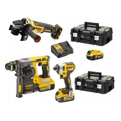 Zestaw Combo DCG405 + DCH273 + DCF887 18V Li-Ion XR, 3x5,0Ah, 2 kufry TSTAK, DeWalt DCK305P3T-QW