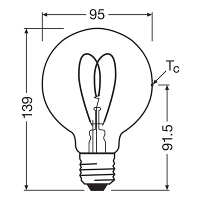 OSRAM LED Vintage G95 E27 4,9W 922 Heart Filament ściemniany złoty